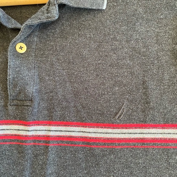 Vintage Nautica long sleeve polo shirt, dark grey, size XL - Picture 4 of 8